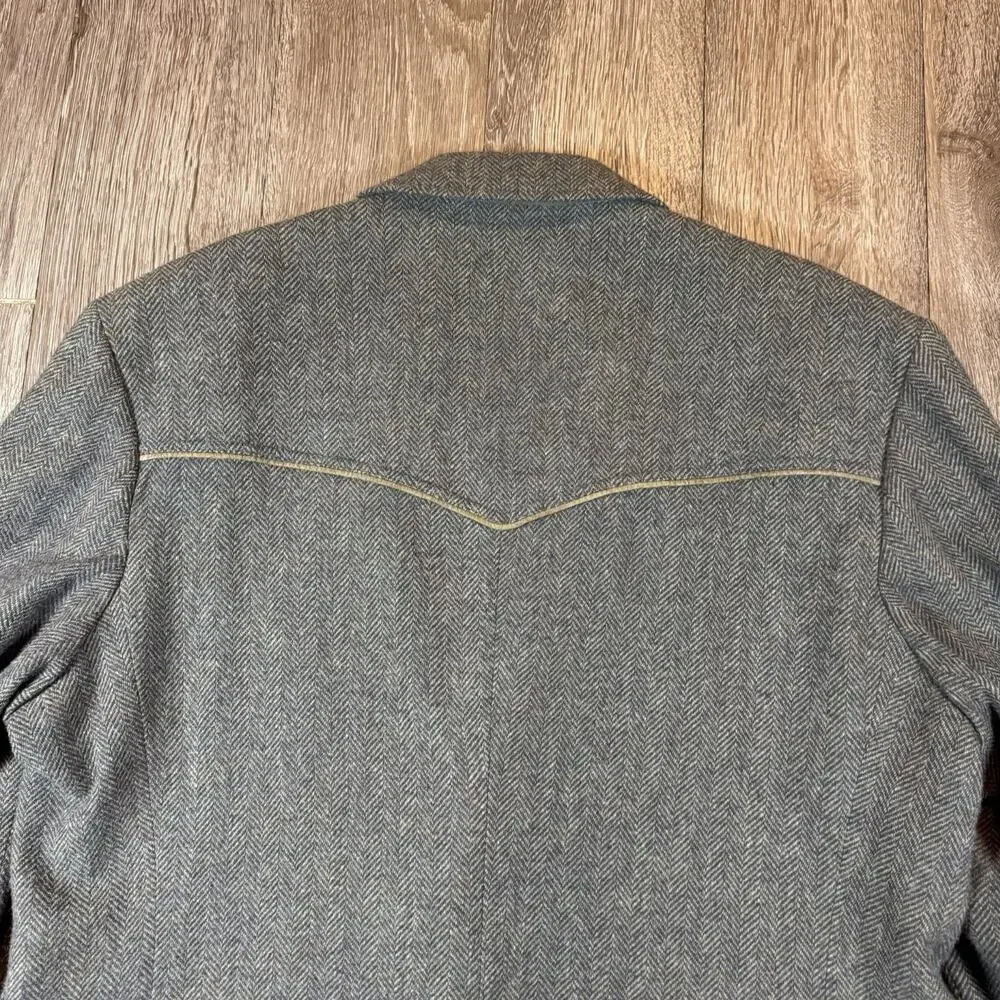 Pendleton Blazer Mens 46 Gray Herringbone Tweed Western Sport Coat